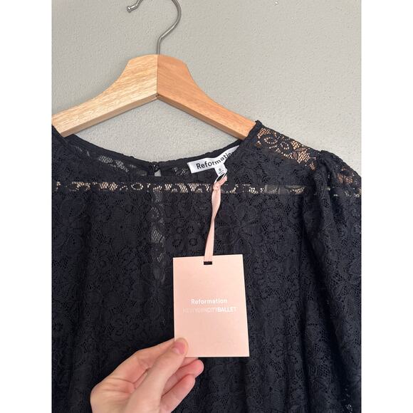 REFORMATION Waller Lace Black Knit Maxi Dress Size Small NWT - Picture 6 of 9